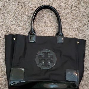 Tory Burch Ella Tote Canvas/Patent Leather